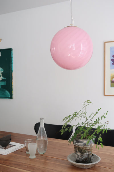 Murano Candy-pendel bubble gum ljusrosa D:30 cm