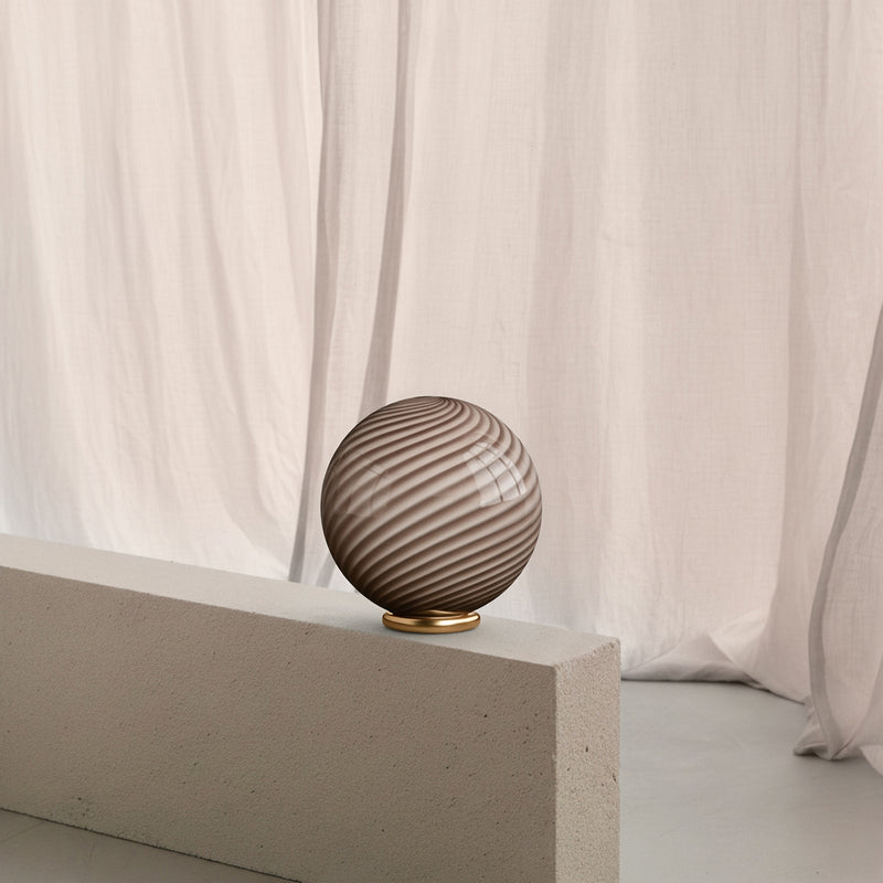 Murano Candy bordslampa grå brun swirl D:30 cm