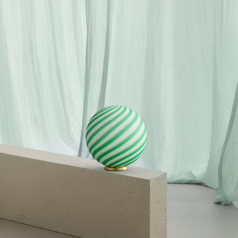 Murano Candy bordslampa grön/vit swirl D:30 cm