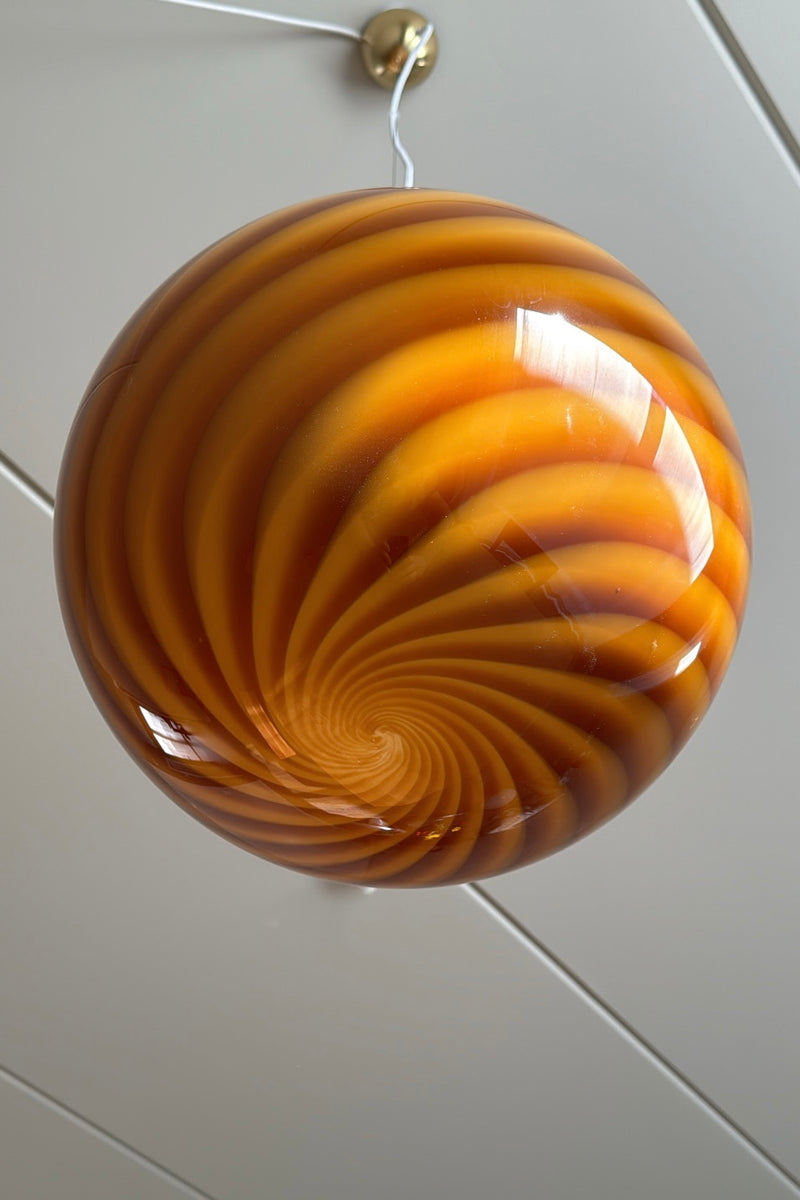 Stor Murano Candy pendel orange rav swirl D:40 cm