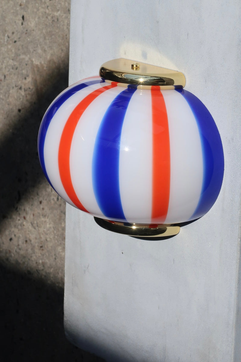 Murano Candy vägglampa blå/röd randig 21x15cm