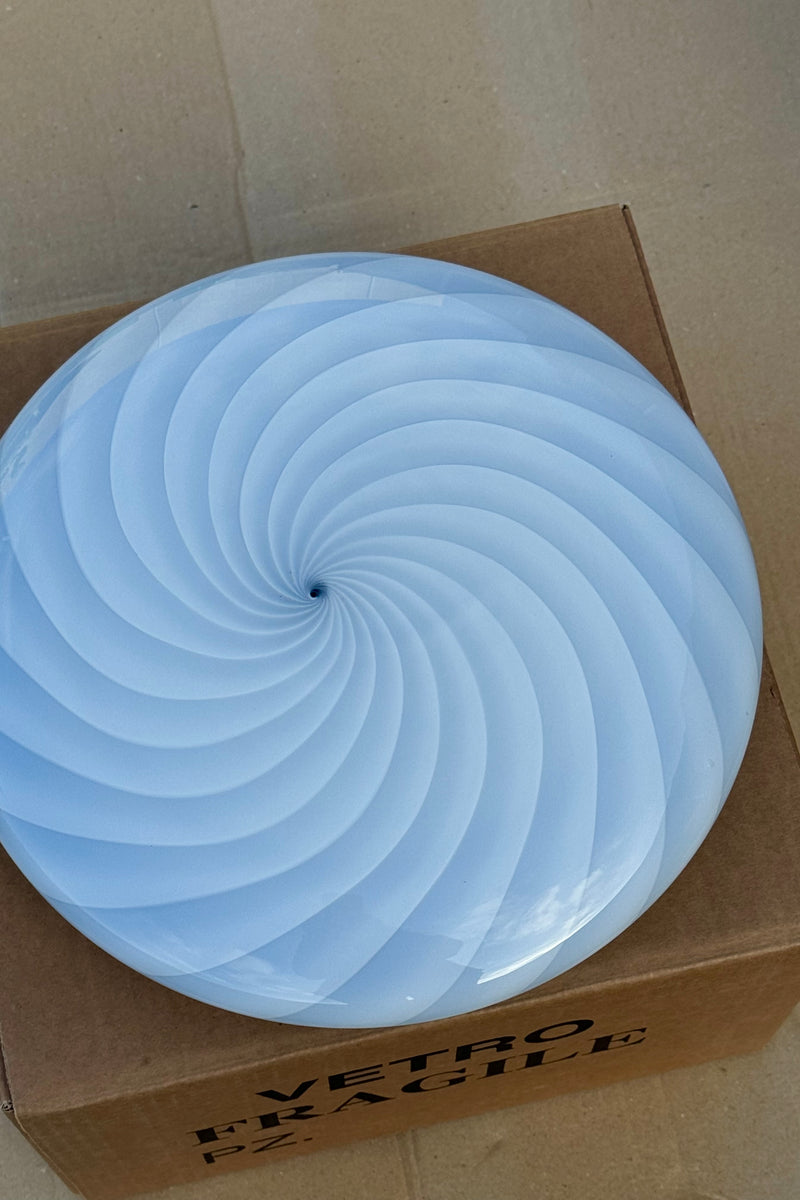 Murano Candy plafond ljusblå swirl D:30 cm