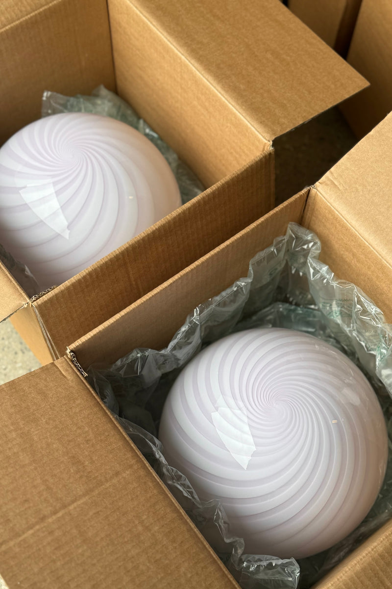 Murano Candy pendel mjuk ljusrosa swirl D:30 cm