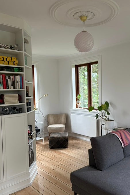 Murano Candy pendel mjuk ljusrosa swirl D:30 cm