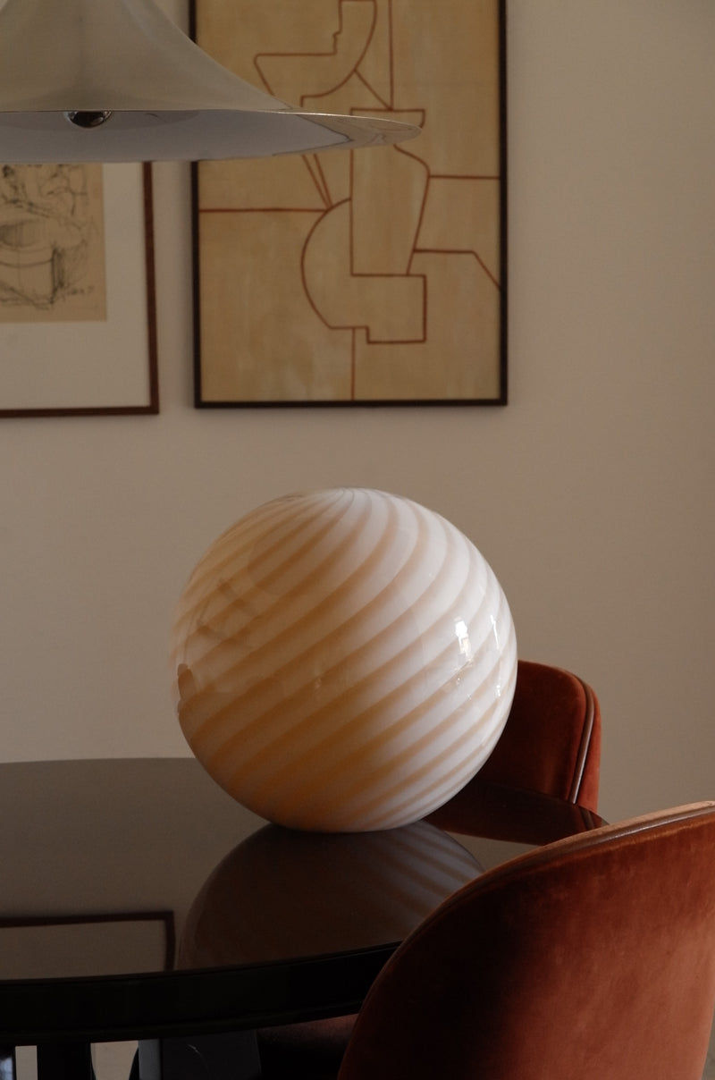 Big Murano Candy Round Pendant Caramel Cream Swirl D: 40 cm