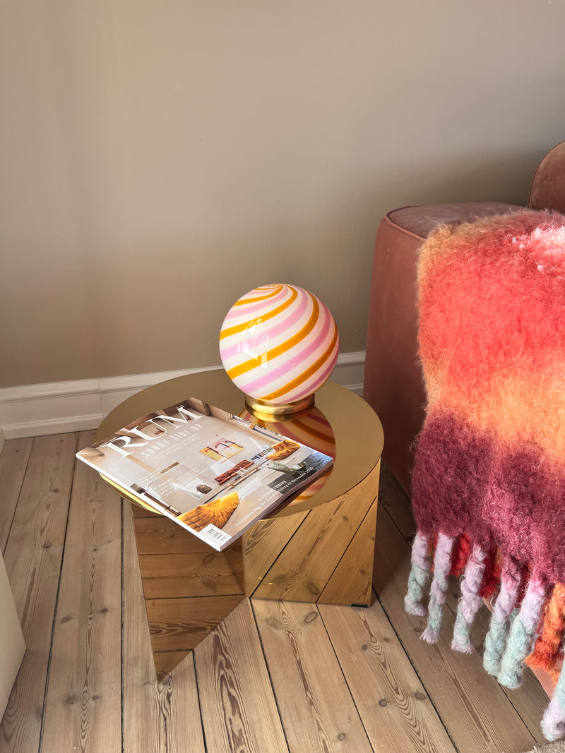 Murano Candy bordslampa gul/ljusrosa swirl D:20 cm