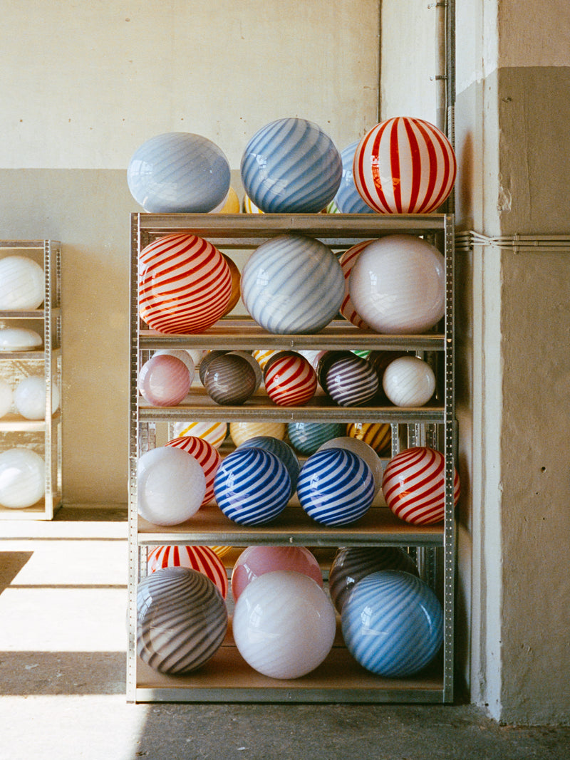 Murano Candy golvlampa ljusblå swirl D:40 cm