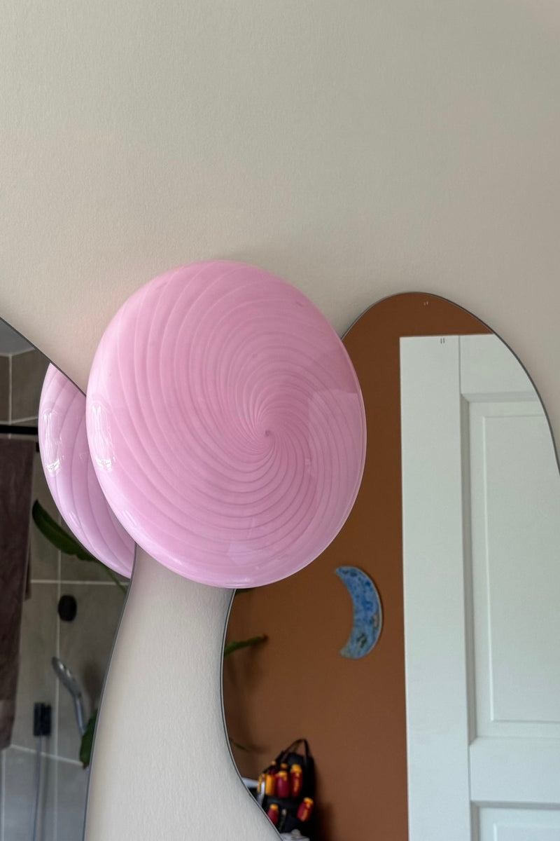 Murano Candy plafond bubble gum lyserød swirl D:30 cm