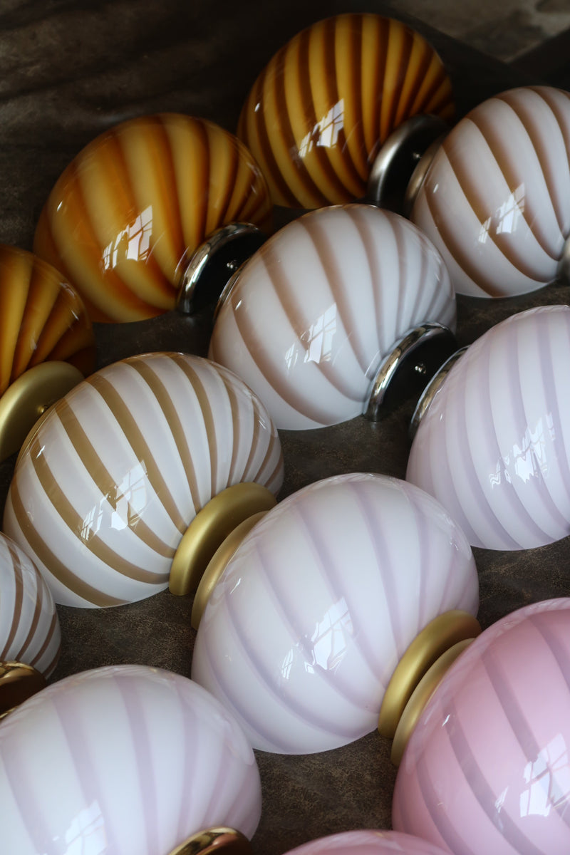 Murano Candy væglampe blød lyserød swirl 21x15cm