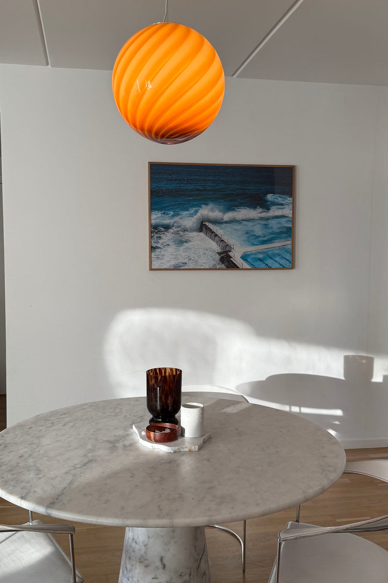Stor Murano Candy pendel orange rav swirl D:40 cm
