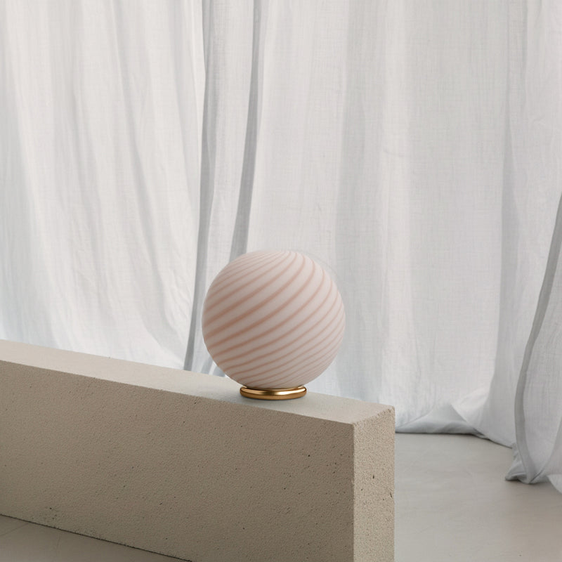 Murano Candy bordslampa crème karamell swirl D:30 cm