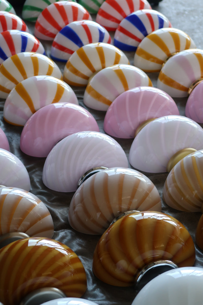 Murano Candy vägglampa rosa/gula ränder 21x15cm