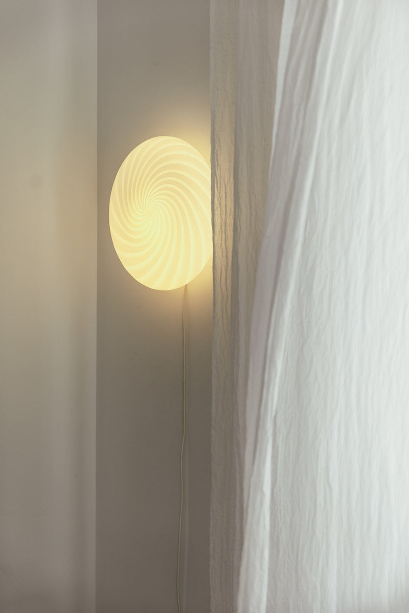 Murano Candy plafond vit swirl D:30 cm