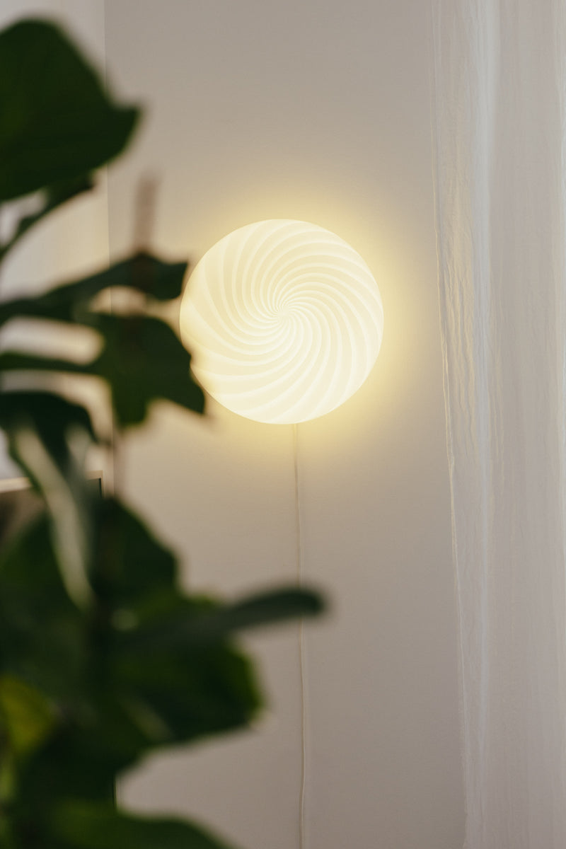 Murano Candy plafond vit swirl D:30 cm