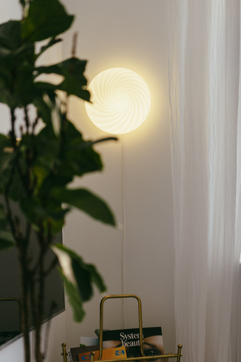 Murano Candy plafond vit swirl D:30 cm