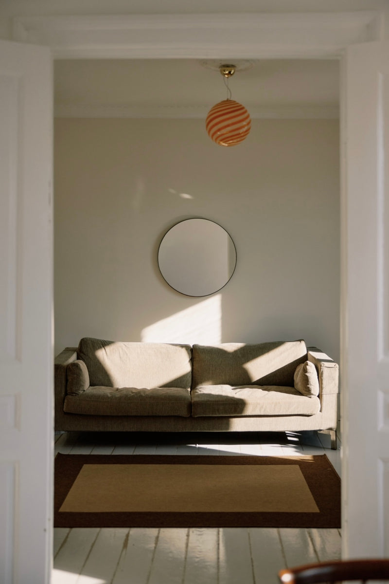 Murano Candy pendel gul/vitt swirl D:30 cm