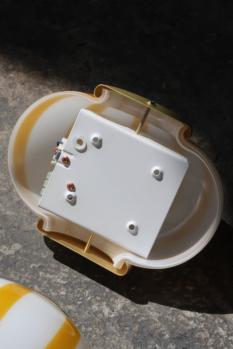 Murano Candy vägglampa gula ränder 21x15cm