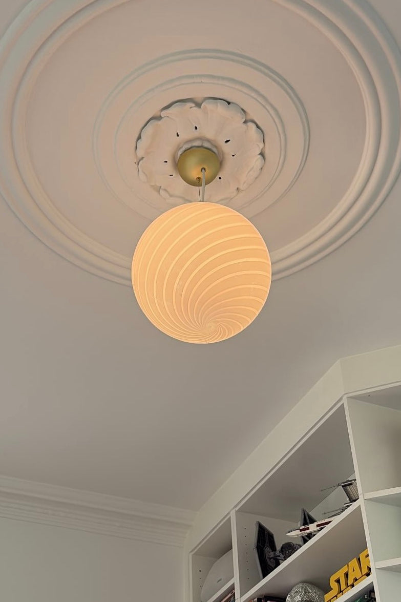 Murano Candy pendel mjuk ljusrosa swirl D:30 cm