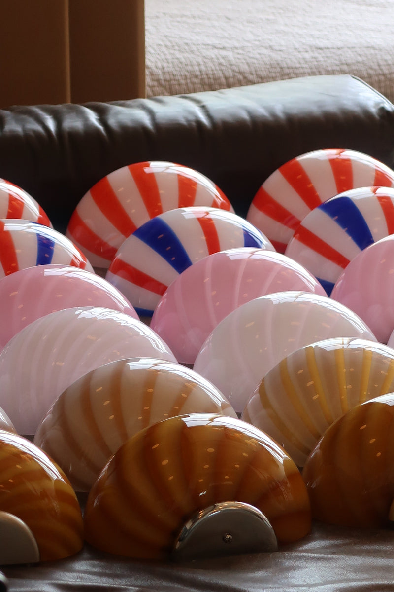 Murano Candy vägglampa röda ränder 21x15cm