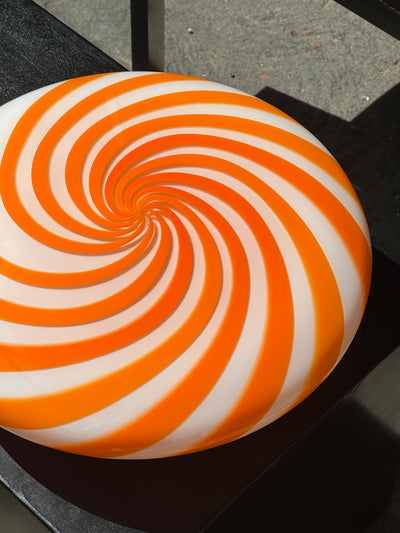 Murano Candy plafond oranje/wit swirl D:30 cm
