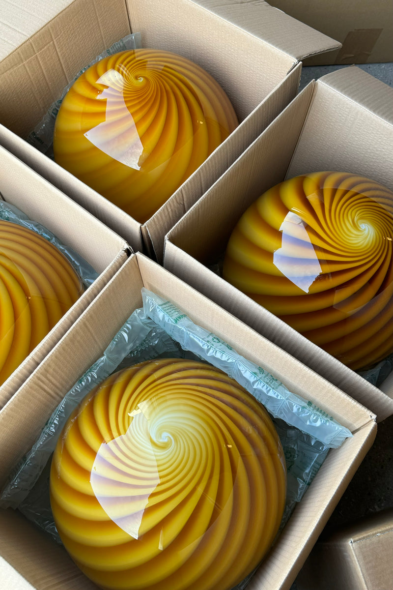 Stor Murano Candy pendel orange rav swirl D:40 cm