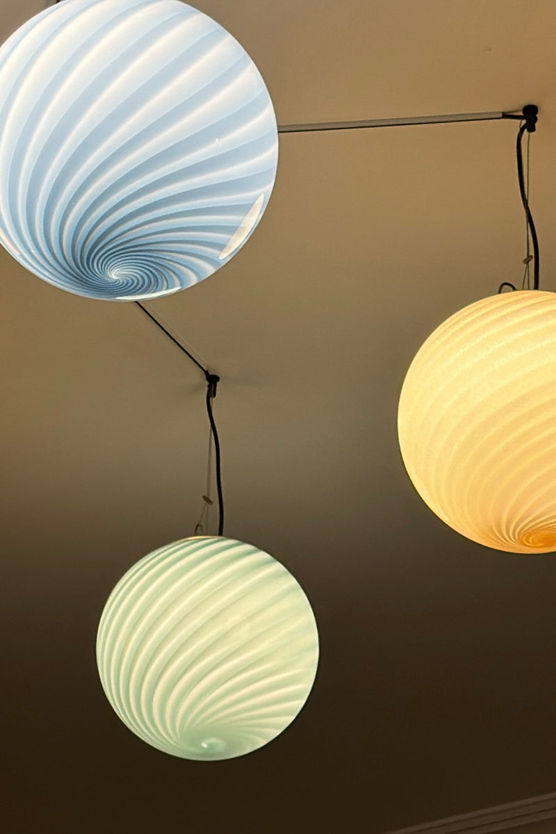 Murano Candy pendel petroleumgrön swirl D:30 cm