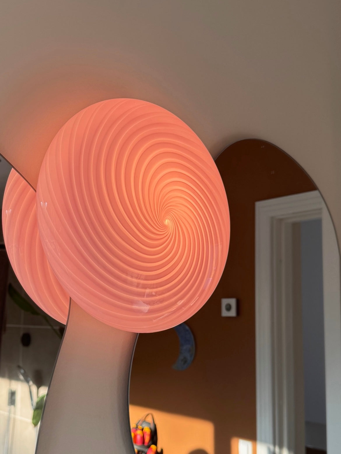 Murano Candy plafond bubble gum lyserød swirl D:30 cm