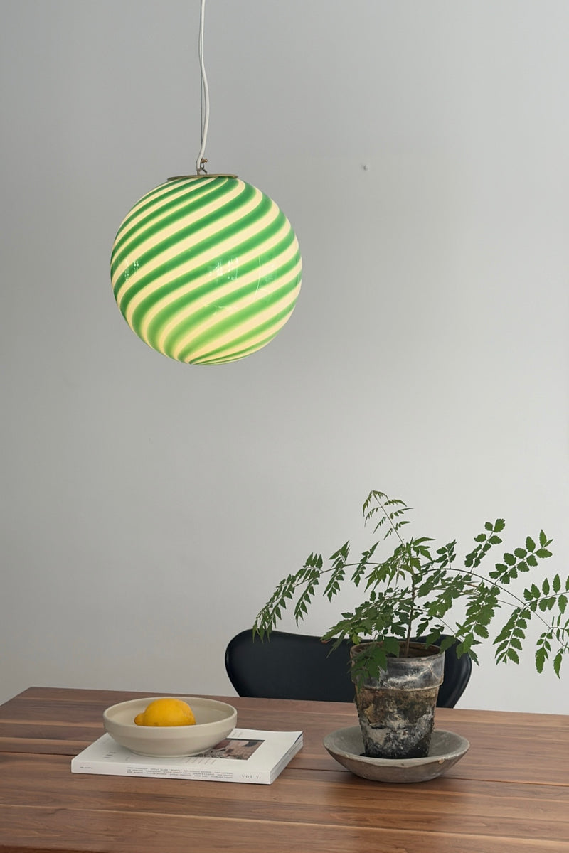 Murano Candy pendel grön/vit swirl D:30 cm