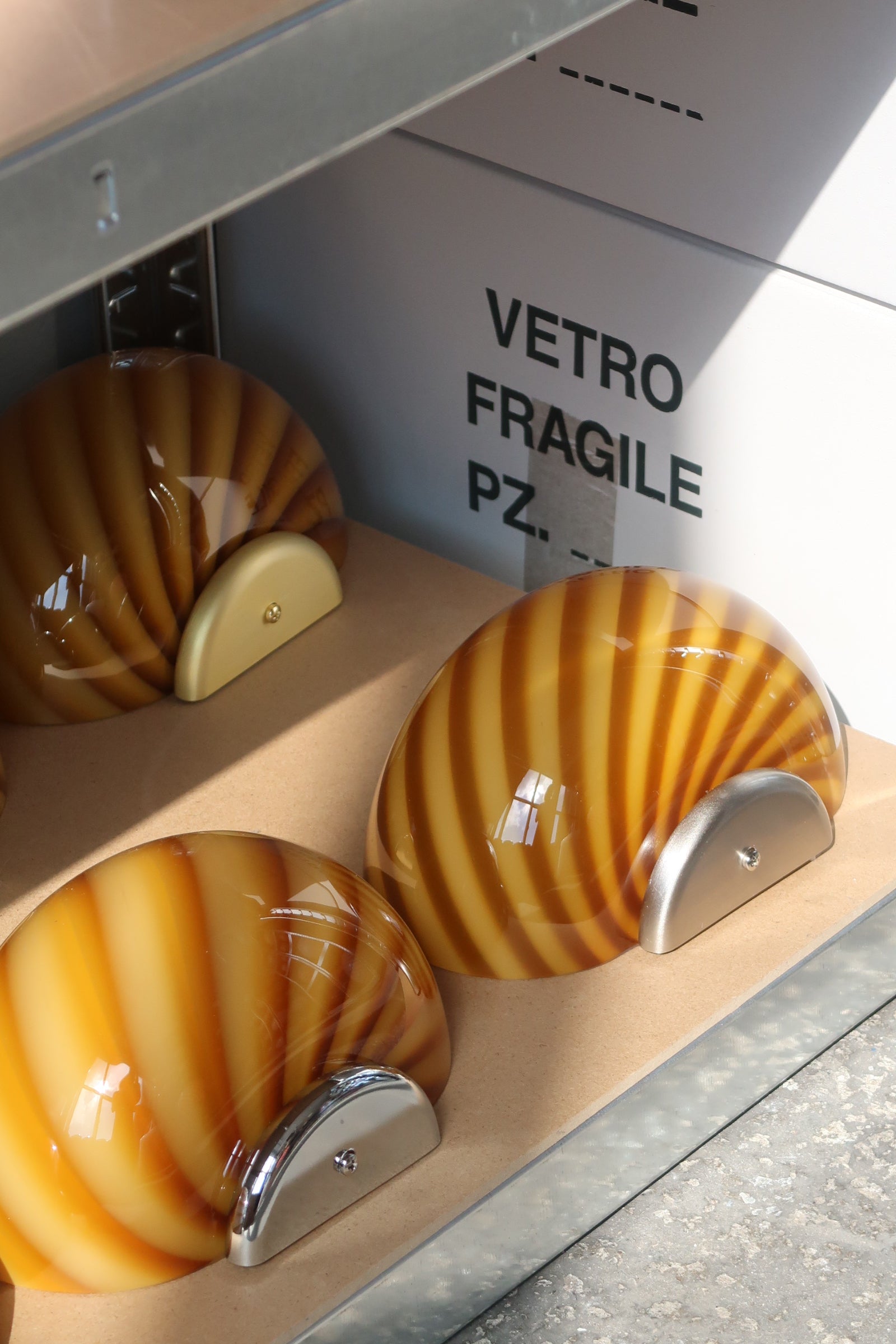 Murano Candy vägglampa orange bärnsten swirl 21x15cm