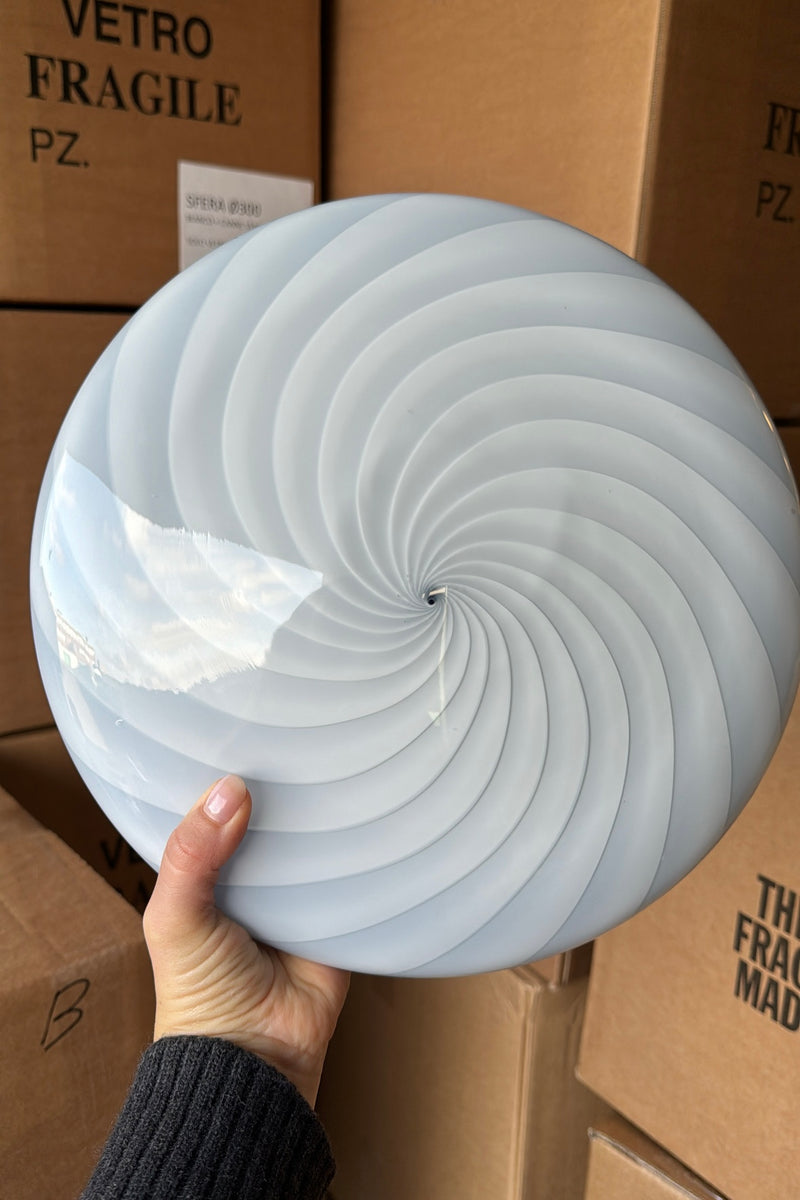 Murano Candy plafond ljusblå swirl D:30 cm