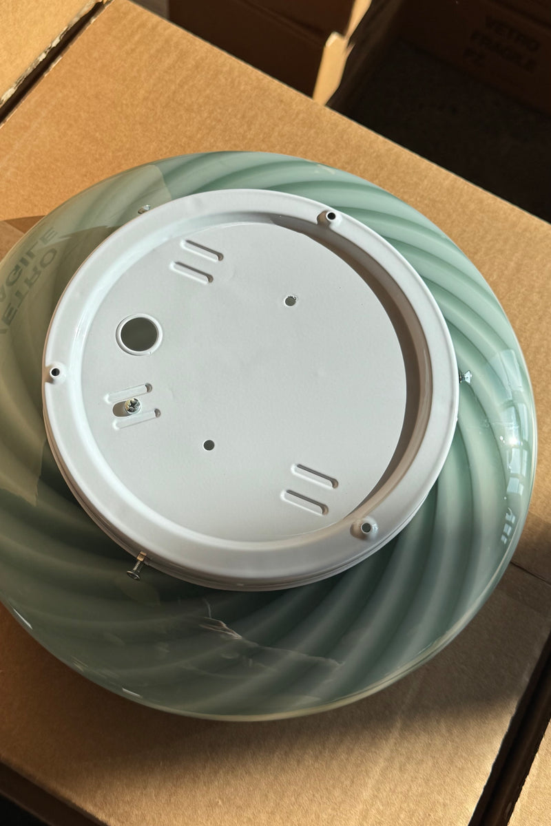 Murano Candy plafond petroleumgrön swirl D:30 cm