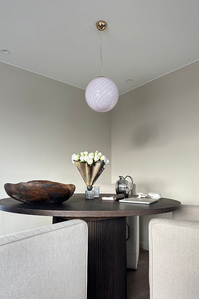 Murano Candy pendel mjuk ljusrosa swirl D:30 cm