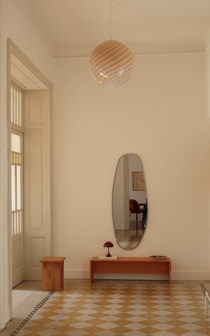 Big Murano Candy Round Pendant Caramel Cream Swirl D: 40 cm