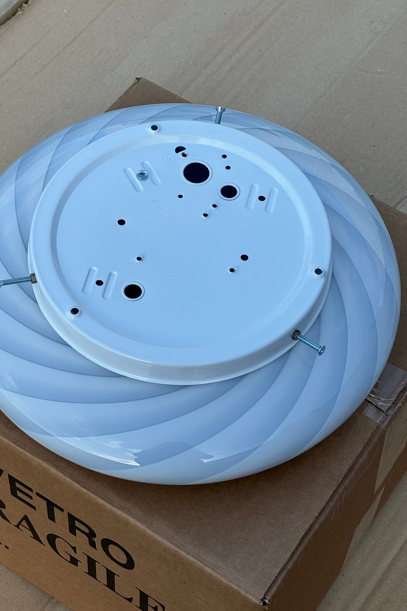 Murano Candy plafond ljusblå swirl D:30 cm