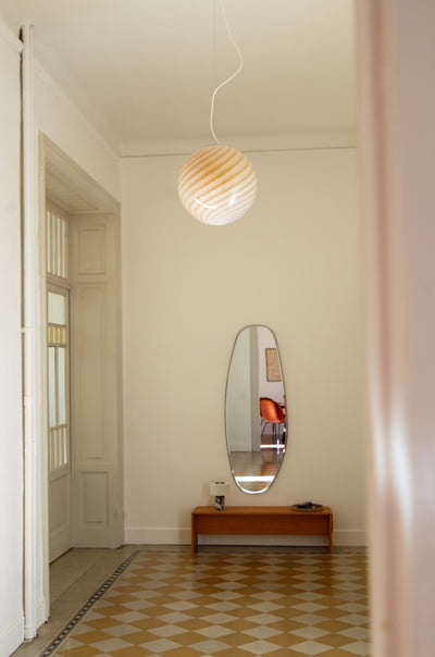 Stor Murano Candy pendel karamell grädde swirl D:40 cm