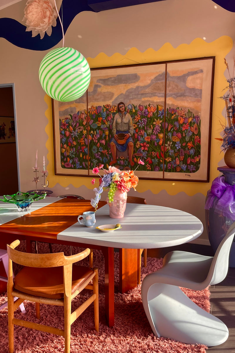 Stor Murano Candy pendel grön/vit swirl D:40 cm