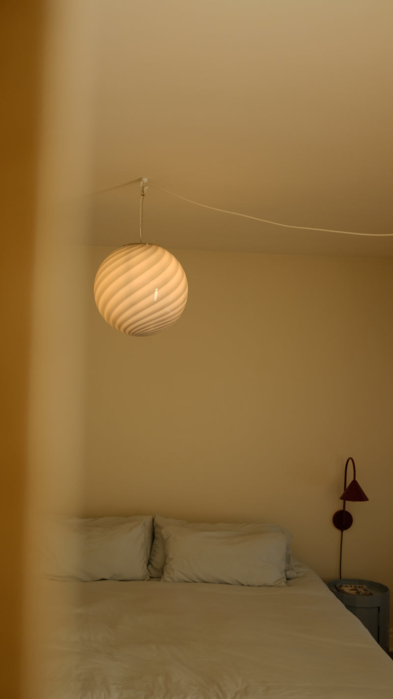 Stor Murano Candy-pendel blå swirl D:40 cm