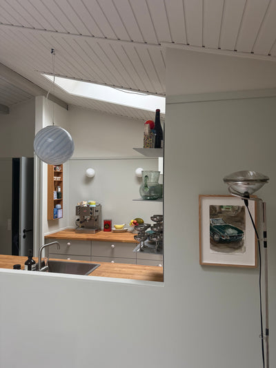 Murano Candy pendel ljusblå swirl D:30 cm