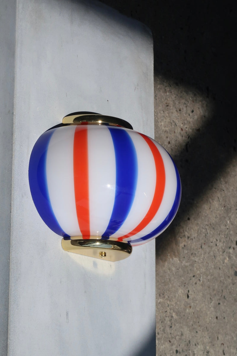 Murano Candy vägglampa blå/röd randig 21x15cm