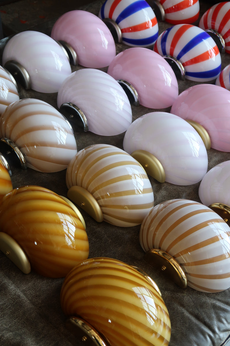 Murano Candy vägglampa orange bärnsten swirl 21x15cm