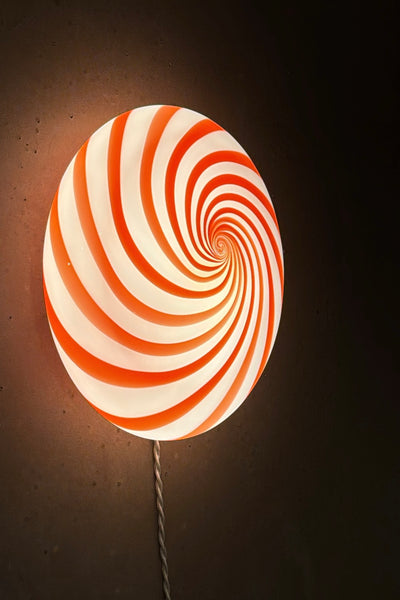 Murano Candy plafondlamp rood/wit swirl D:30 cm
