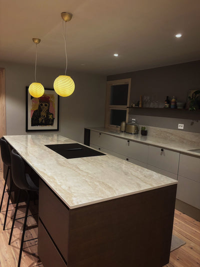 Murano Candy pendel gul swirl D:20 cm