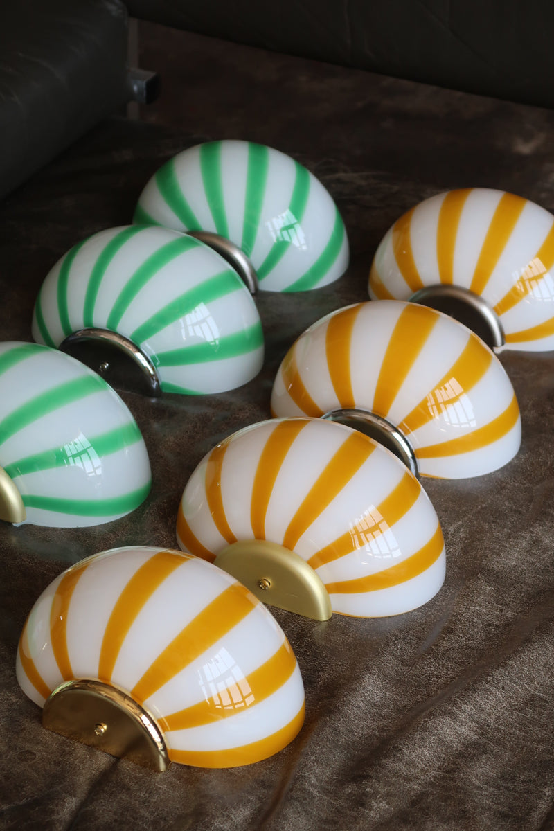 Murano Candy vägglampa gula ränder 21x15cm