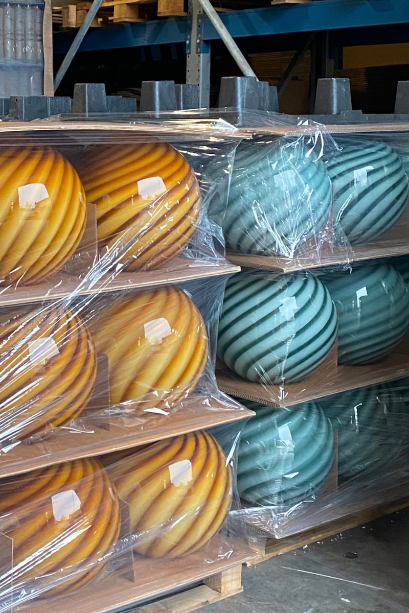 Stor Murano Candy-pendel petrolgrön swirl D:40 cm