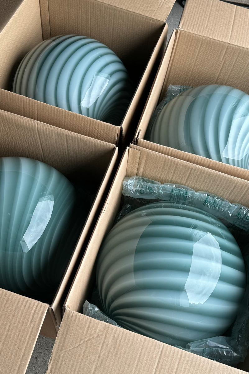 Stor Murano Candy-pendel petrolgrön swirl D:40 cm