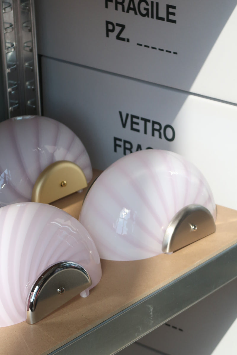 Murano Candy vägglampa mjuk ljusrosa swirl 21x15cm