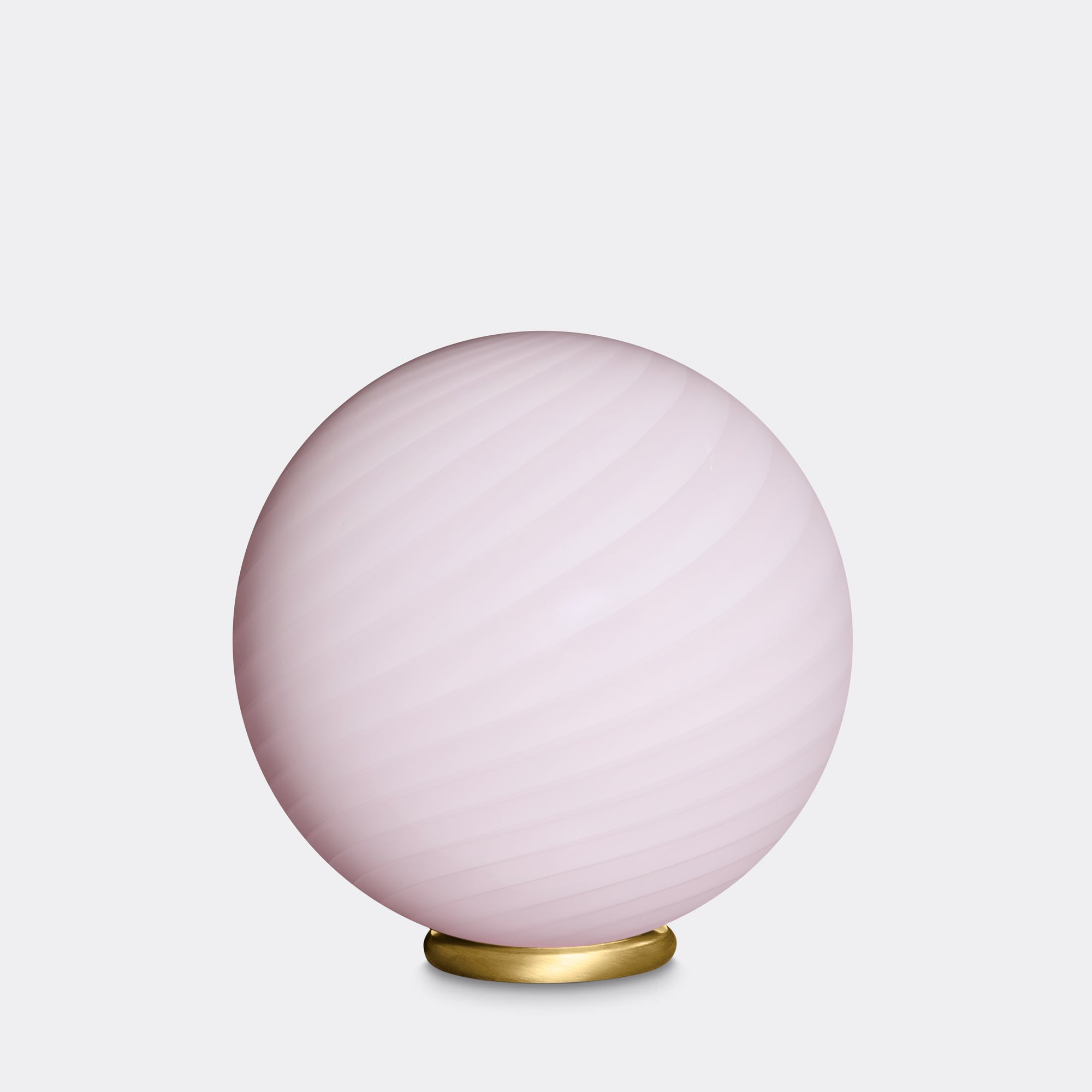 Murano Candy bordslampa mjuk ljusrosa swirl D:30 cm