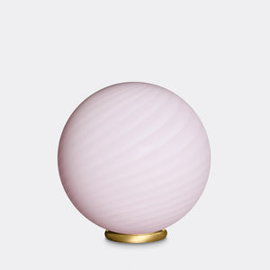 Murano Candy bordslampa mjuk ljusrosa swirl D:30 cm