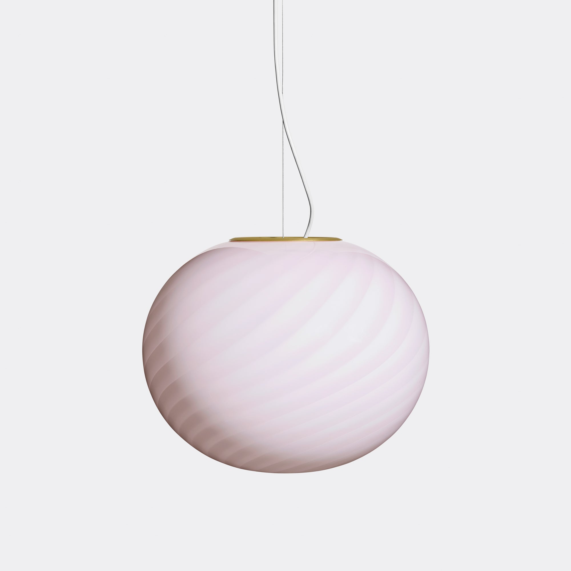 Stor Murano Candy oval pendel mjuk ljusrosa swirl D:40