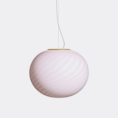 Stor Murano Candy oval pendel blød lyserød swirl D:40